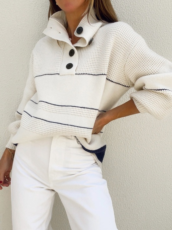 Commense Sweaters - Commense Open Collar Button Up Sweater